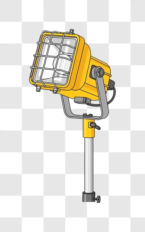 yellow work light on stand illustration