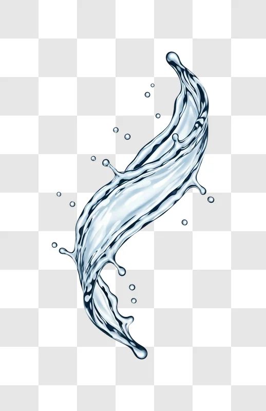 abstract clear water splash with droplets