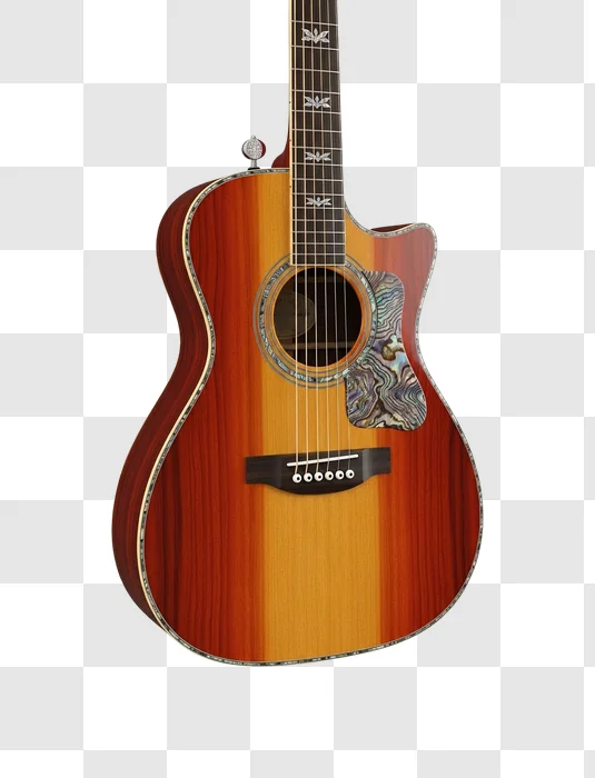 acoustic guitar with brown wood finish