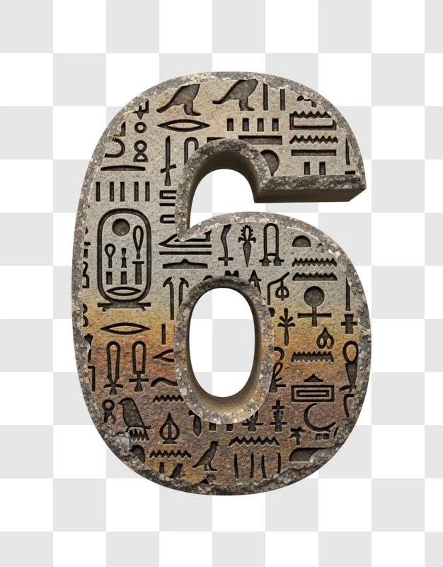 ancient egyptian hieroglyphic number six symbol