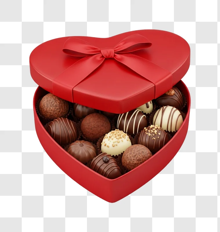 assorted chocolates in heart box