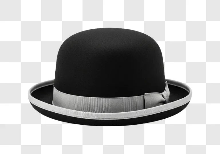 black bowler hat with silver trim