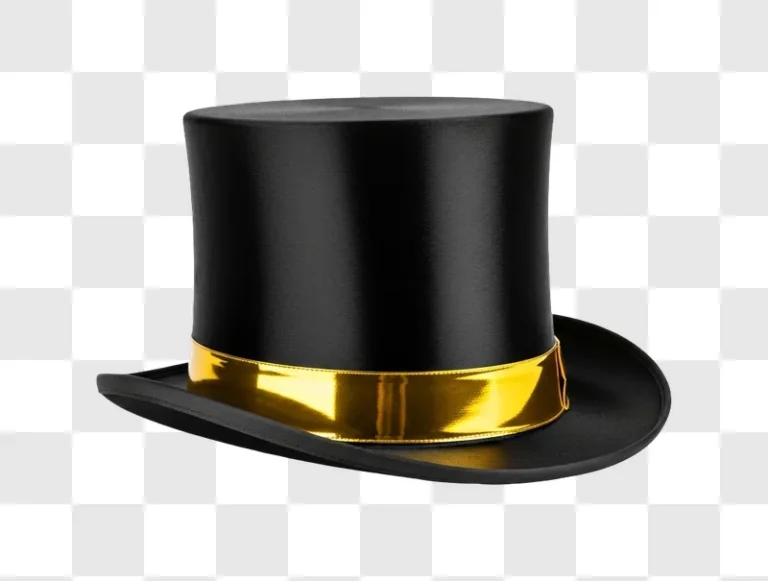 black top hat with gold band