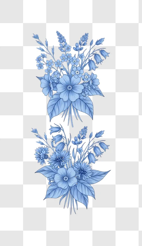 blue floral bouquet illustration