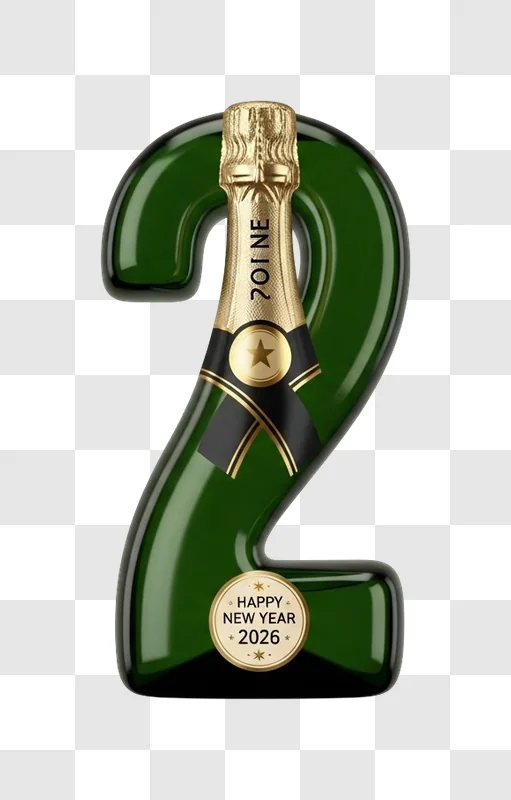 champagne bottle in number two shape