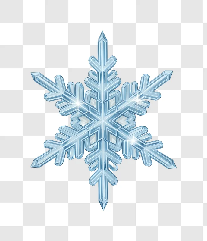 clear ice snowflake with sparkling highlights