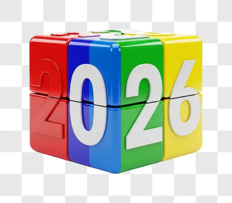 colorful 2026 number cube blocks