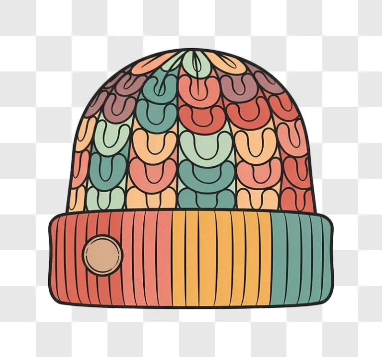 colorful beanie with abstract pattern