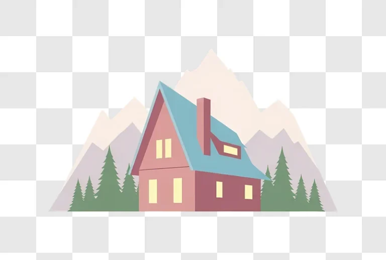 cozy cabin amidst pine trees and mountains