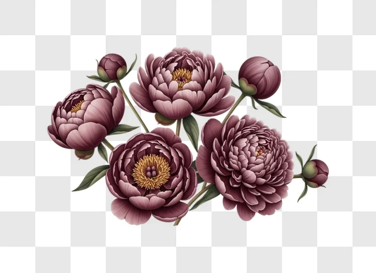 dark pink peonies and buds garden