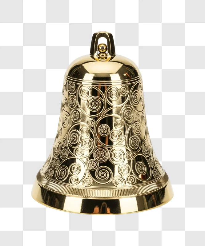 decorative metal bell with swirl patterns