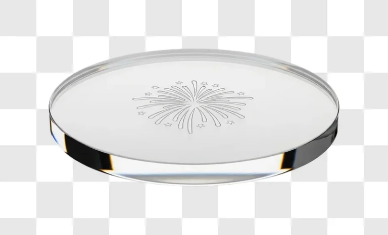 engraved crystal glass paperweight object