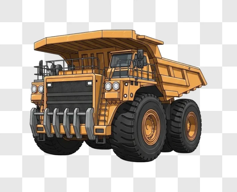giant yellow cartoon style mining haul truck