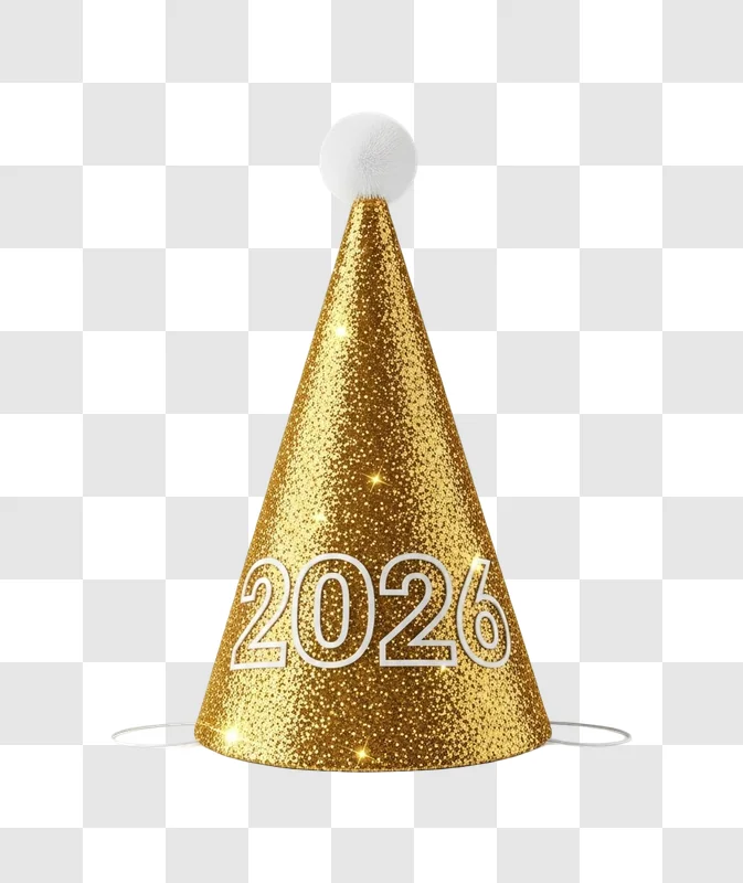 glittery gold party hat 2026