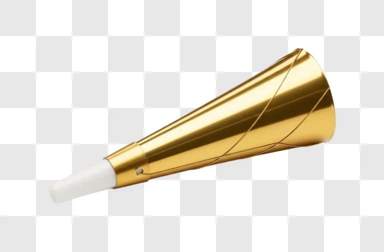 gold metallic party horn closeup