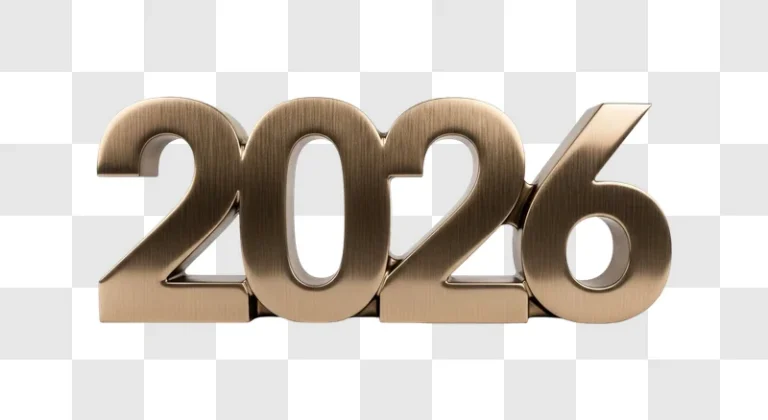 golden 3d number twenty twenty six