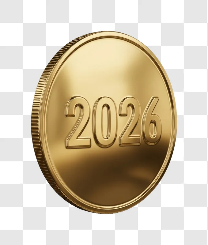 golden coin with 2026 date
