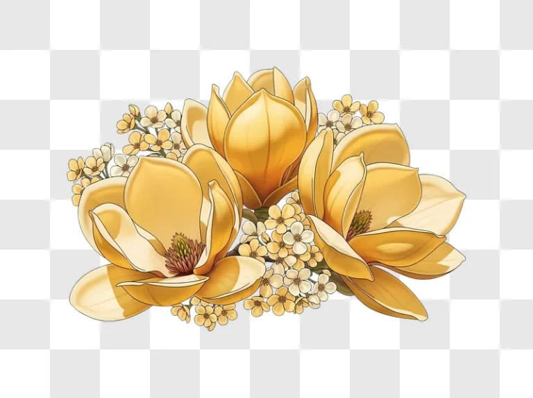 golden magnolia flower closeup