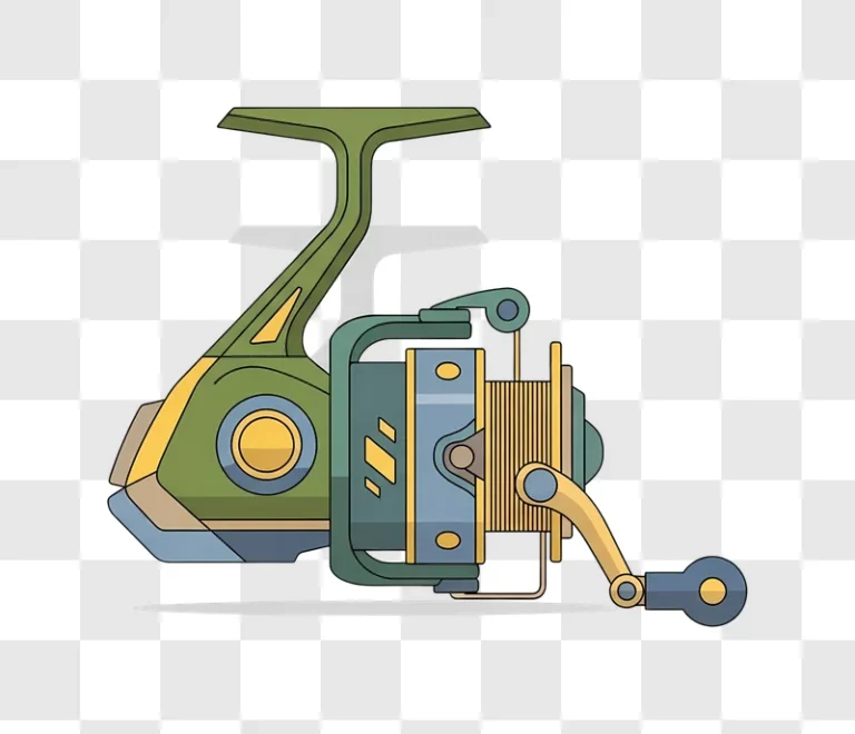 green fishing reel with yellow accents