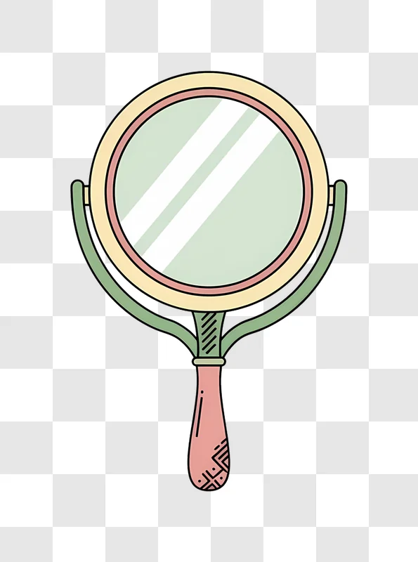 handheld mirror with pastel frame
