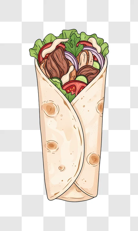 hearty meat and vegetable wrap