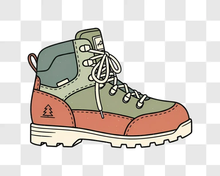 hiking boot with tree logo laced up