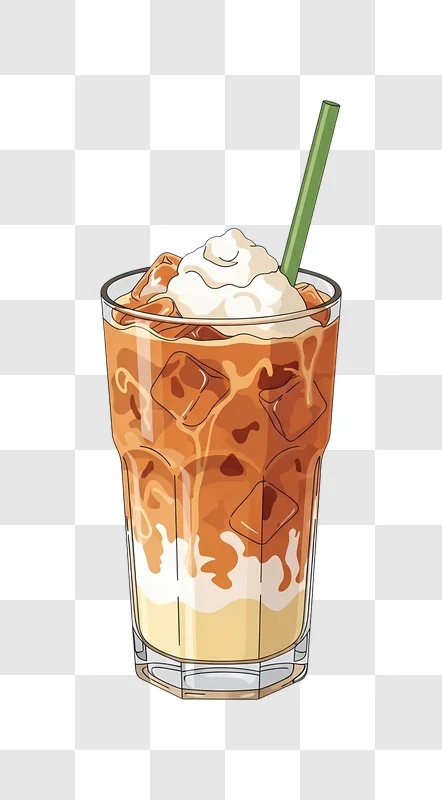 iced coffee drink with cream and straw
