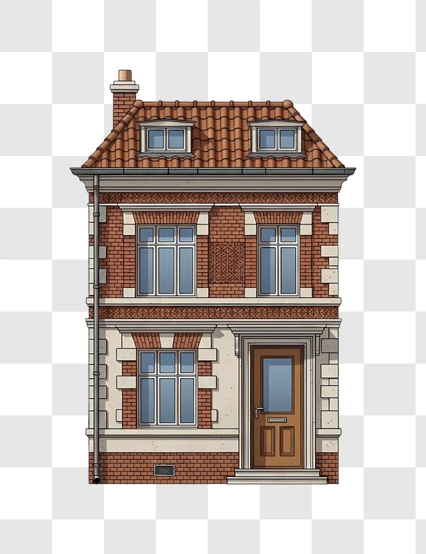illustration of a brick house facade