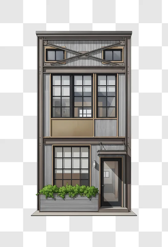 illustration of a modern townhouse facade
