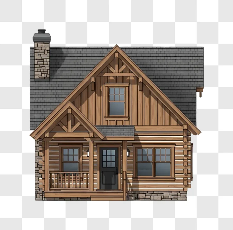 log cabin house exterior illustration