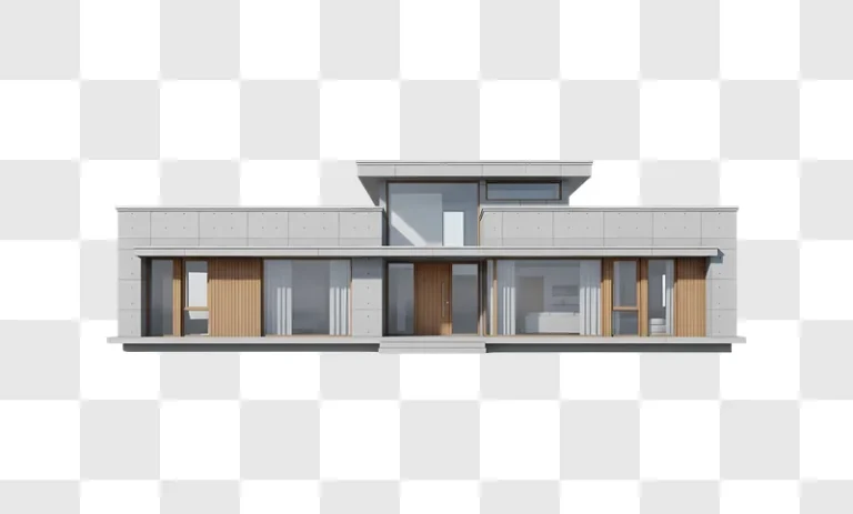 modern concrete and wood house facade