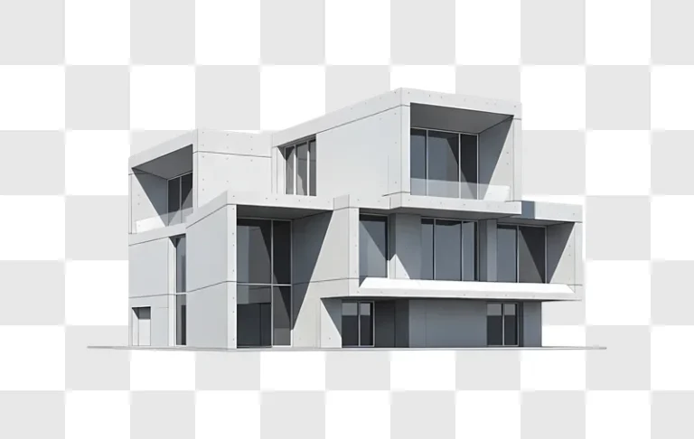 modern concrete house with large windows