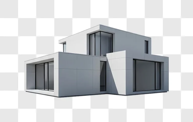 modern gray house with large windows