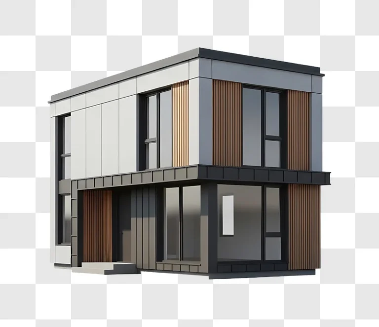 modern house with wood accents and large windows