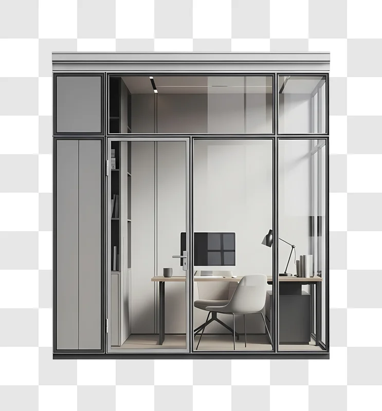 modern minimalist office space with glass walls
