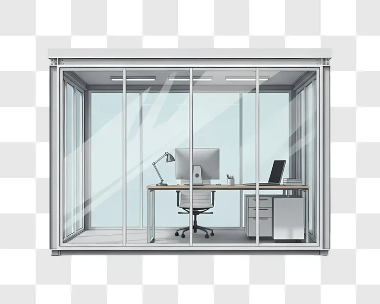 modern office cubicle with computer