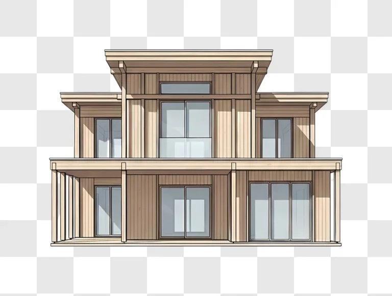 modern two story wooden house