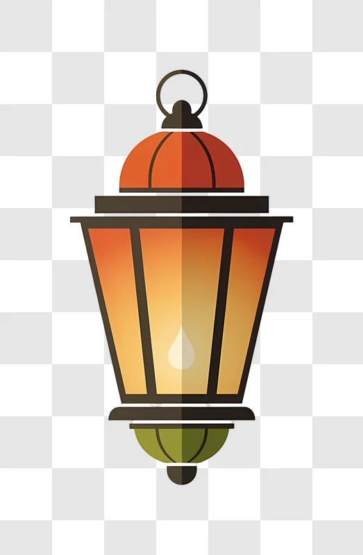 old lantern with lit flame and shadow