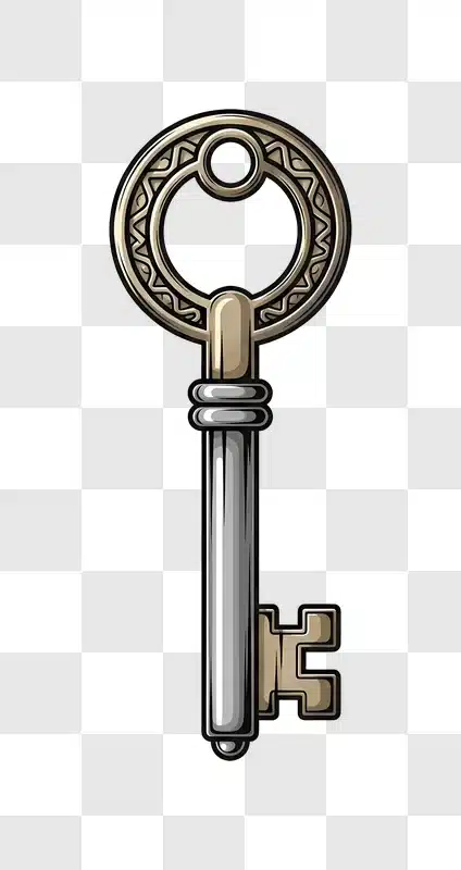 ornate brass key with decorative handle