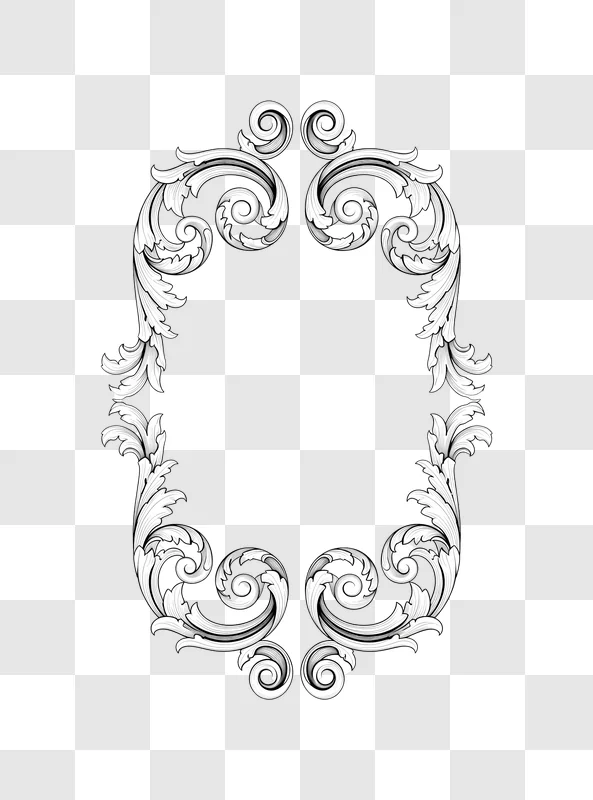 ornate white floral scrollwork border