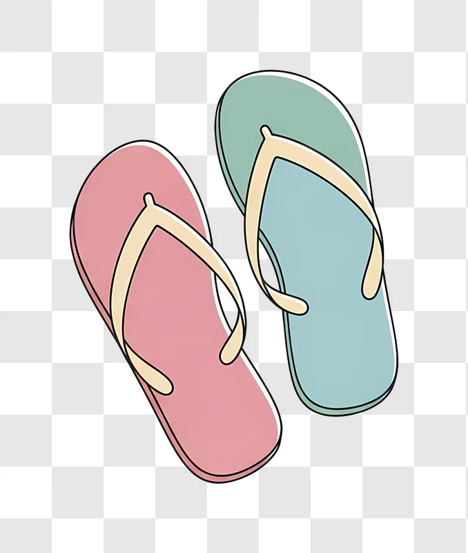 pink and blue flip flops together