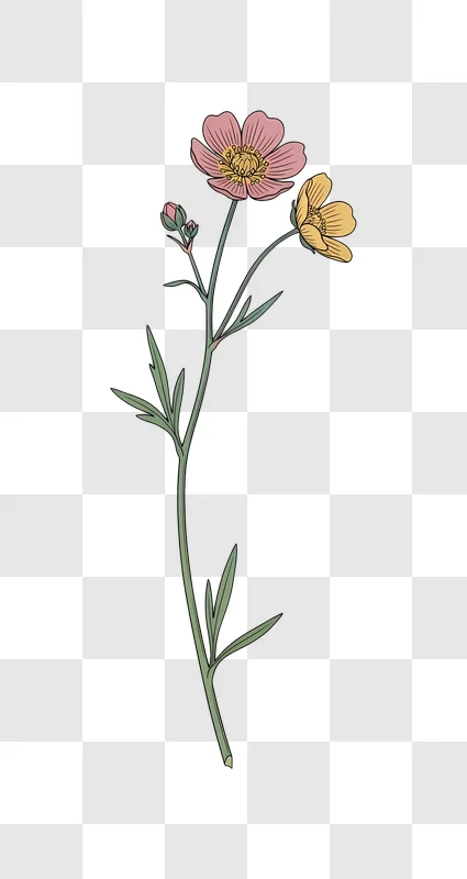 pink and yellow flowers with green stem