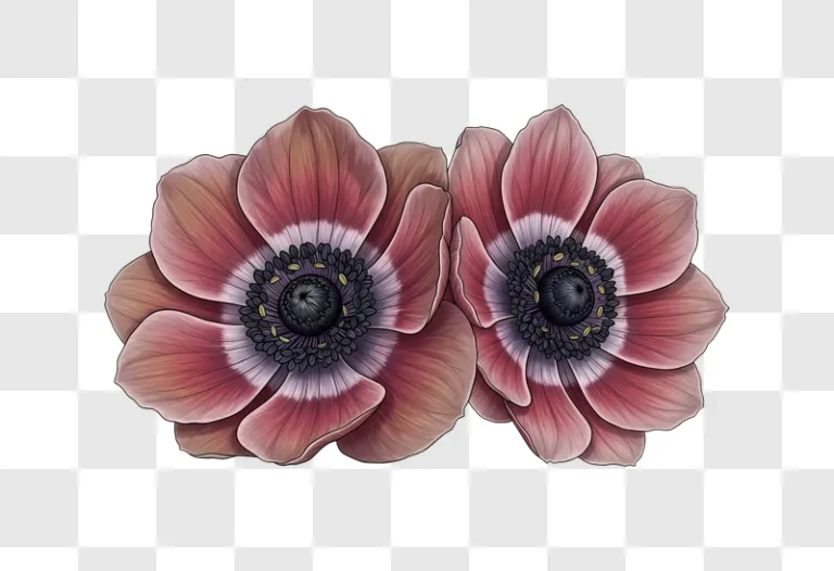 pink anemone flowers isolated white