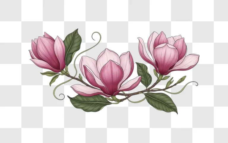pink magnolia flowers illustration