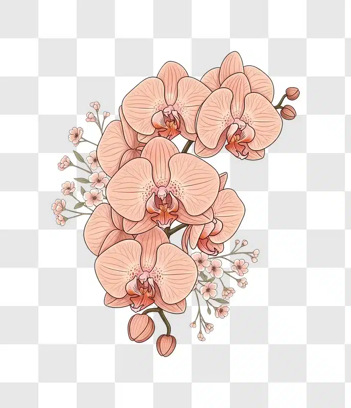 pink orchid flowers illustration