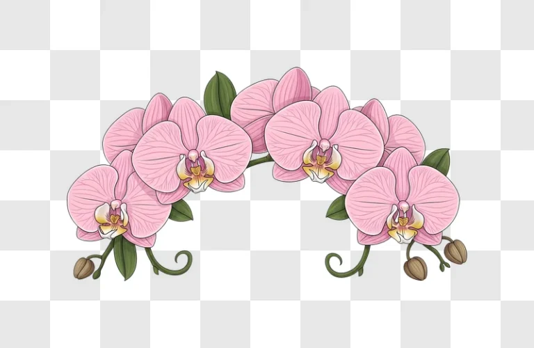 pink orchid flowers illustration