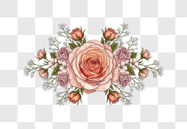 pink rose flower bouquet illustration
