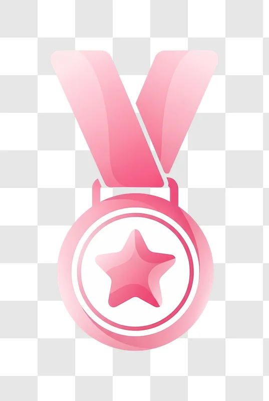 pink star medal on white background