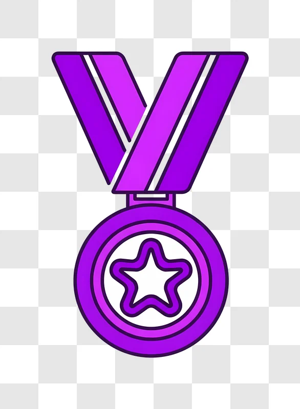 purple medal with star on ribbon
