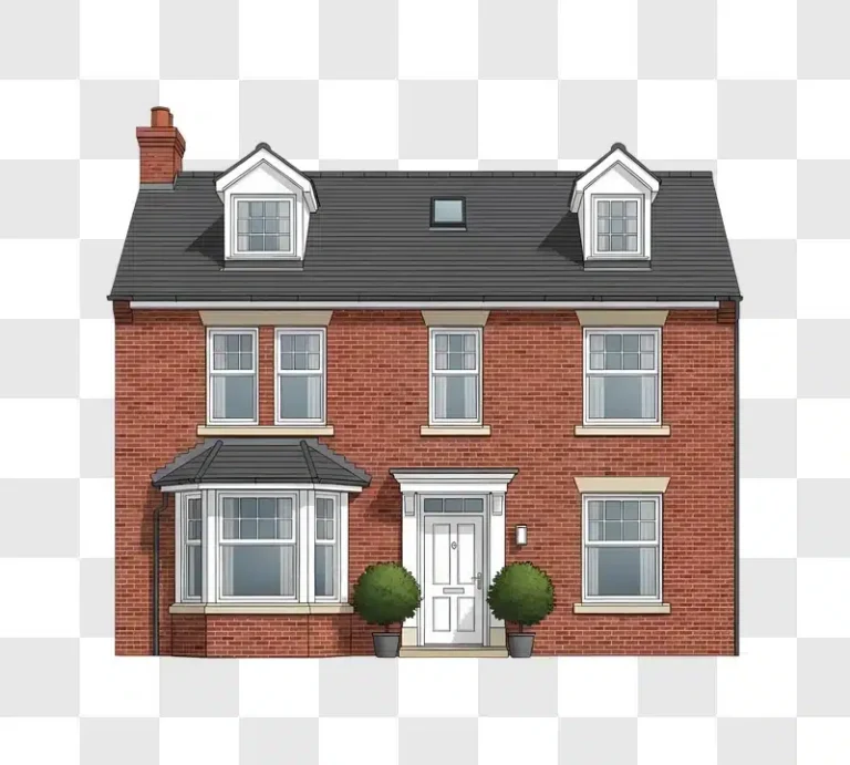 red brick house with bay window